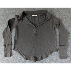 We The Free Ricky Thermal Knit Top Gray Women's Size Small